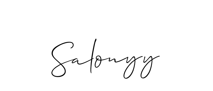 Similarly Allison_Script is the best handwritten signature design. Signature creator online .You can use it as an online autograph creator for name Salonyy. Salonyy signature style 2 images and pictures png