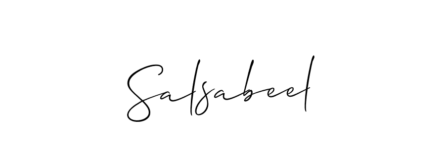 if you are searching for the best signature style for your name Salsabeel. so please give up your signature search. here we have designed multiple signature styles  using Allison_Script. Salsabeel signature style 2 images and pictures png