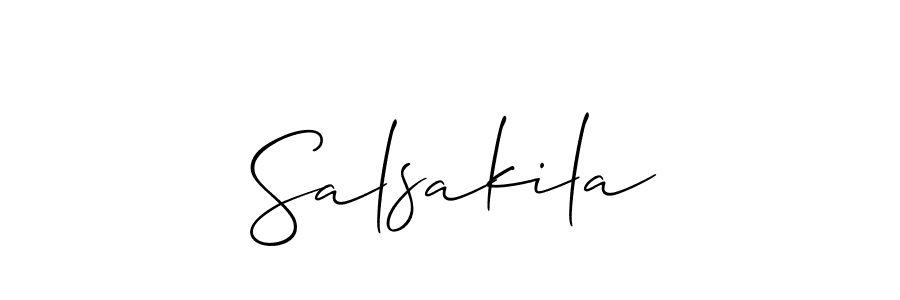 It looks lik you need a new signature style for name Salsakila. Design unique handwritten (Allison_Script) signature with our free signature maker in just a few clicks. Salsakila signature style 2 images and pictures png
