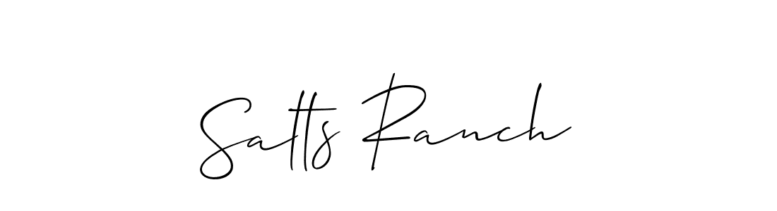 The best way (Allison_Script) to make a short signature is to pick only two or three words in your name. The name Salts Ranch include a total of six letters. For converting this name. Salts Ranch signature style 2 images and pictures png