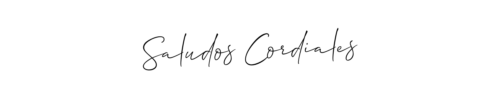 How to make Saludos Cordiales signature? Allison_Script is a professional autograph style. Create handwritten signature for Saludos Cordiales name. Saludos Cordiales signature style 2 images and pictures png