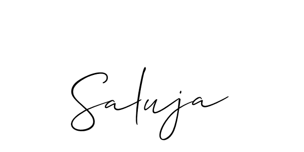 You should practise on your own different ways (Allison_Script) to write your name (Saluja) in signature. don't let someone else do it for you. Saluja signature style 2 images and pictures png