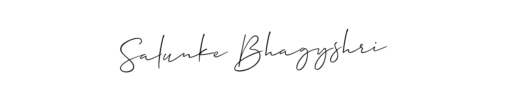 Similarly Allison_Script is the best handwritten signature design. Signature creator online .You can use it as an online autograph creator for name Salunke Bhagyshri. Salunke Bhagyshri signature style 2 images and pictures png