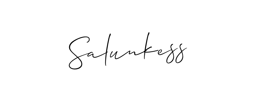 How to make Salunkess name signature. Use Allison_Script style for creating short signs online. This is the latest handwritten sign. Salunkess signature style 2 images and pictures png