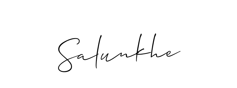 Similarly Allison_Script is the best handwritten signature design. Signature creator online .You can use it as an online autograph creator for name Salunkhe. Salunkhe signature style 2 images and pictures png