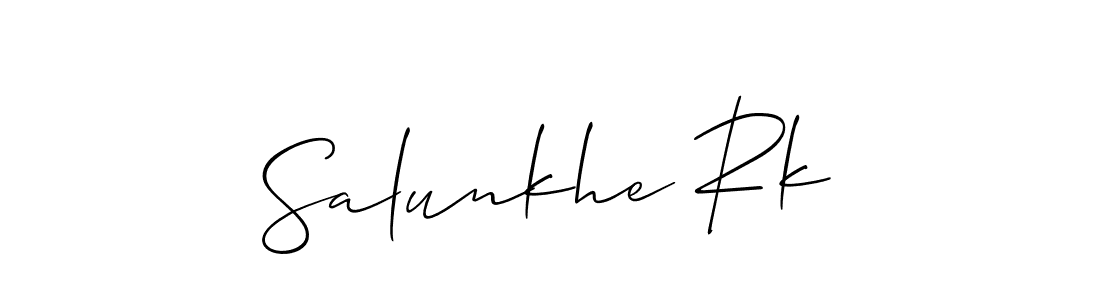 How to Draw Salunkhe Rk signature style? Allison_Script is a latest design signature styles for name Salunkhe Rk. Salunkhe Rk signature style 2 images and pictures png