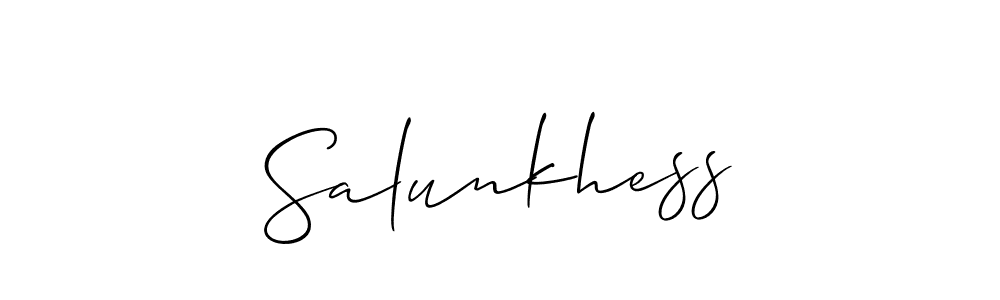 Salunkhess stylish signature style. Best Handwritten Sign (Allison_Script) for my name. Handwritten Signature Collection Ideas for my name Salunkhess. Salunkhess signature style 2 images and pictures png