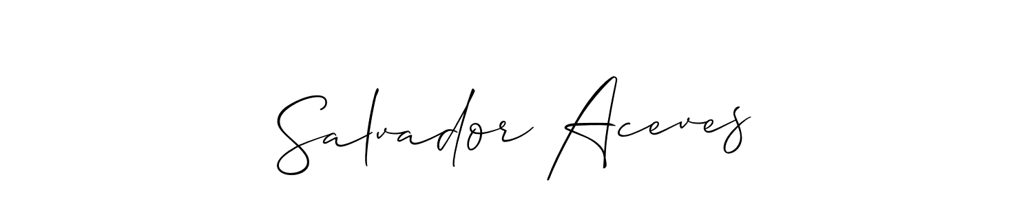 Salvador Aceves stylish signature style. Best Handwritten Sign (Allison_Script) for my name. Handwritten Signature Collection Ideas for my name Salvador Aceves. Salvador Aceves signature style 2 images and pictures png