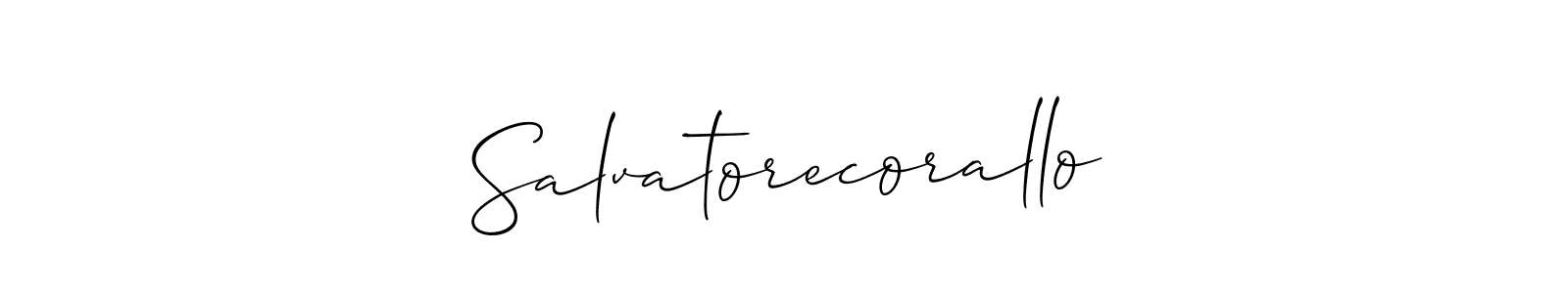 Also You can easily find your signature by using the search form. We will create Salvatorecorallo name handwritten signature images for you free of cost using Allison_Script sign style. Salvatorecorallo signature style 2 images and pictures png