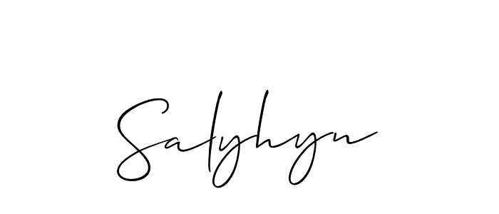 Make a beautiful signature design for name Salyhyn. With this signature (Allison_Script) style, you can create a handwritten signature for free. Salyhyn signature style 2 images and pictures png