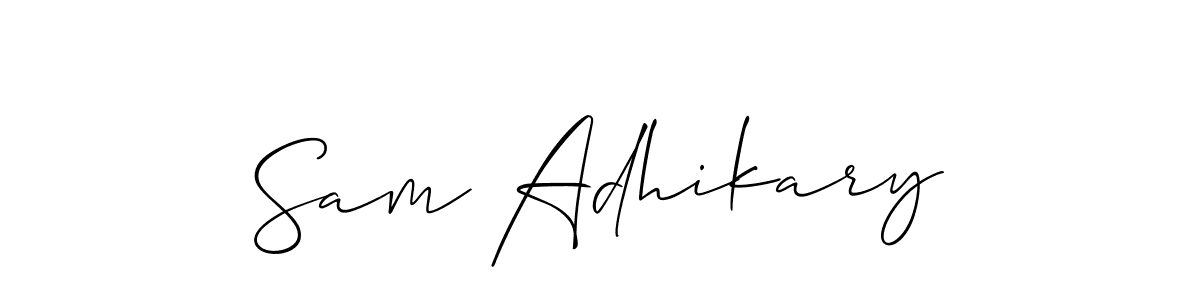 Also You can easily find your signature by using the search form. We will create Sam Adhikary name handwritten signature images for you free of cost using Allison_Script sign style. Sam Adhikary signature style 2 images and pictures png