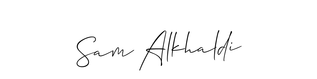 Allison_Script is a professional signature style that is perfect for those who want to add a touch of class to their signature. It is also a great choice for those who want to make their signature more unique. Get Sam Alkhaldi name to fancy signature for free. Sam Alkhaldi signature style 2 images and pictures png