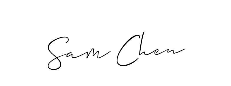 Also You can easily find your signature by using the search form. We will create Sam Chen name handwritten signature images for you free of cost using Allison_Script sign style. Sam Chen signature style 2 images and pictures png