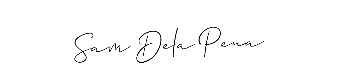 Make a beautiful signature design for name Sam Dela Pena. With this signature (Allison_Script) style, you can create a handwritten signature for free. Sam Dela Pena signature style 2 images and pictures png