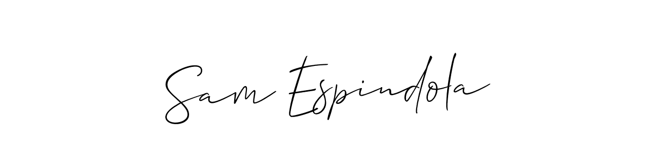 Make a short Sam Espindola signature style. Manage your documents anywhere anytime using Allison_Script. Create and add eSignatures, submit forms, share and send files easily. Sam Espindola signature style 2 images and pictures png