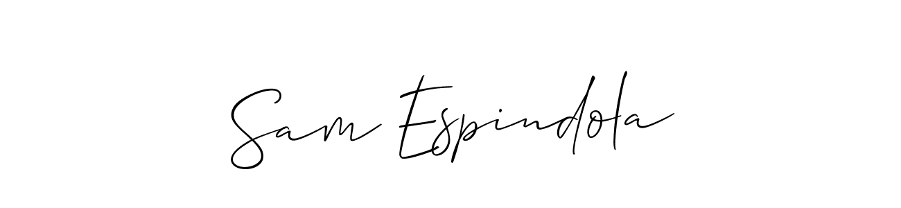 Make a short Sam Espindola signature style. Manage your documents anywhere anytime using Allison_Script. Create and add eSignatures, submit forms, share and send files easily. Sam Espindola signature style 2 images and pictures png