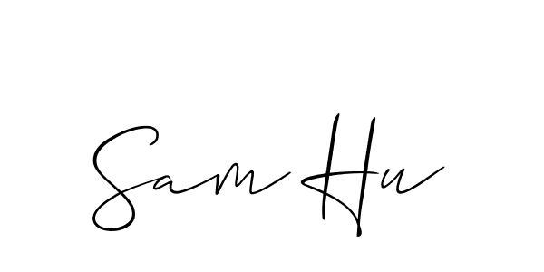 Also You can easily find your signature by using the search form. We will create Sam Hu name handwritten signature images for you free of cost using Allison_Script sign style. Sam Hu signature style 2 images and pictures png