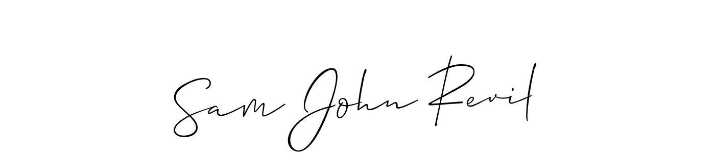 You should practise on your own different ways (Allison_Script) to write your name (Sam John Revil) in signature. don't let someone else do it for you. Sam John Revil signature style 2 images and pictures png