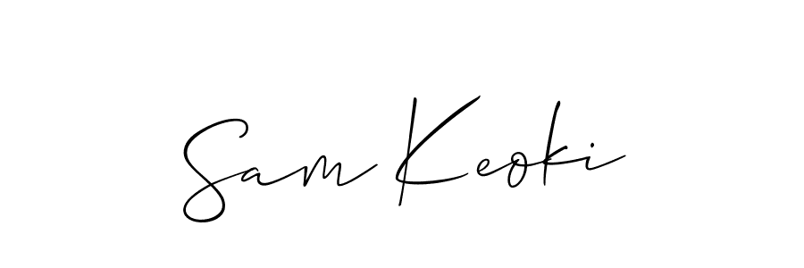 if you are searching for the best signature style for your name Sam Keoki. so please give up your signature search. here we have designed multiple signature styles  using Allison_Script. Sam Keoki signature style 2 images and pictures png
