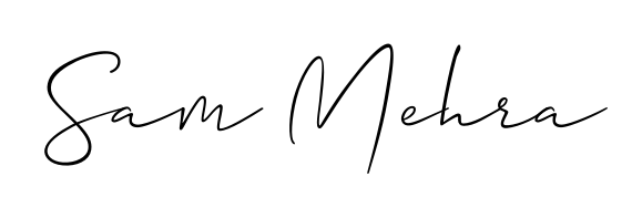 A sleek calligraphic signature for name Sam Mehra utilizing Allison_Script styling. Great for adding personal signatures to photos and art. Sam Mehra signature style 2 images and pictures png