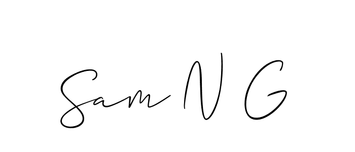 The best way (Allison_Script) to make a short signature is to pick only two or three words in your name. The name Sam N G include a total of six letters. For converting this name. Sam N G signature style 2 images and pictures png