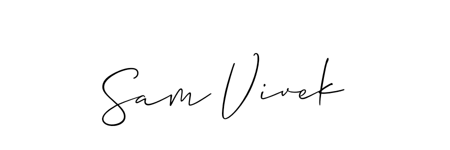 You should practise on your own different ways (Allison_Script) to write your name (Sam Vivek) in signature. don't let someone else do it for you. Sam Vivek signature style 2 images and pictures png