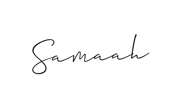 Design your own signature with our free online signature maker. With this signature software, you can create a handwritten (Allison_Script) signature for name Samaah. Samaah signature style 2 images and pictures png