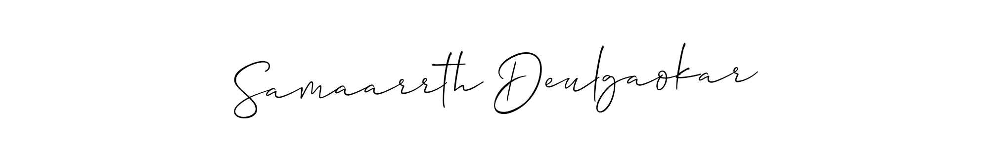 How to make Samaarrth Deulgaokar name signature. Use Allison_Script style for creating short signs online. This is the latest handwritten sign. Samaarrth Deulgaokar signature style 2 images and pictures png