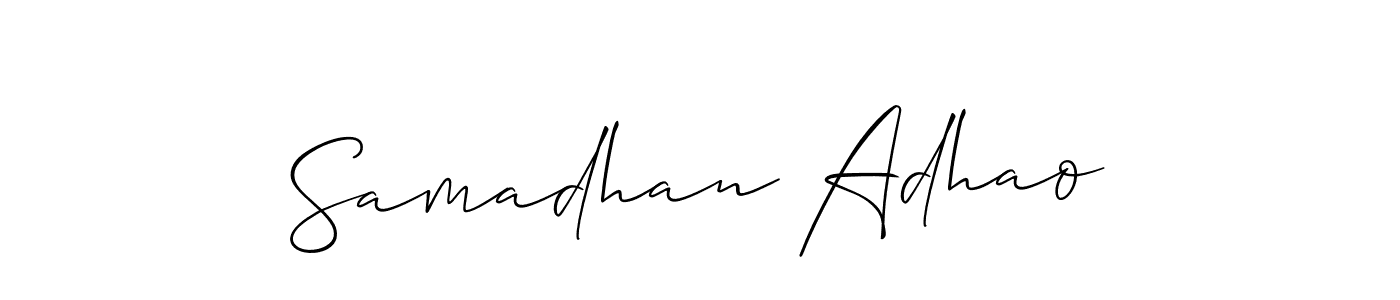 Also You can easily find your signature by using the search form. We will create Samadhan Adhao name handwritten signature images for you free of cost using Allison_Script sign style. Samadhan Adhao signature style 2 images and pictures png