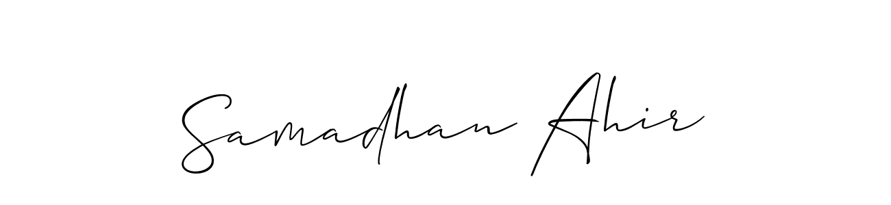 This is the best signature style for the Samadhan Ahir name. Also you like these signature font (Allison_Script). Mix name signature. Samadhan Ahir signature style 2 images and pictures png