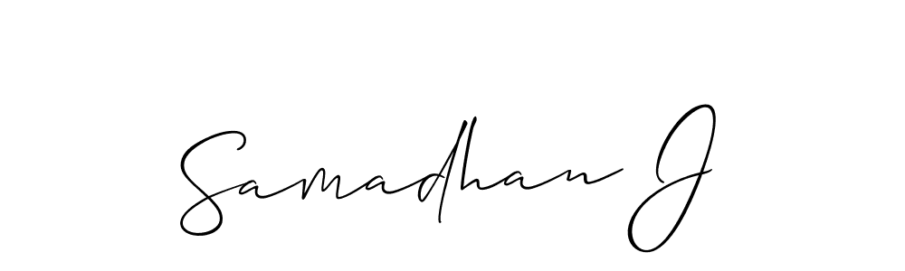 Allison_Script is a professional signature style that is perfect for those who want to add a touch of class to their signature. It is also a great choice for those who want to make their signature more unique. Get Samadhan J name to fancy signature for free. Samadhan J signature style 2 images and pictures png