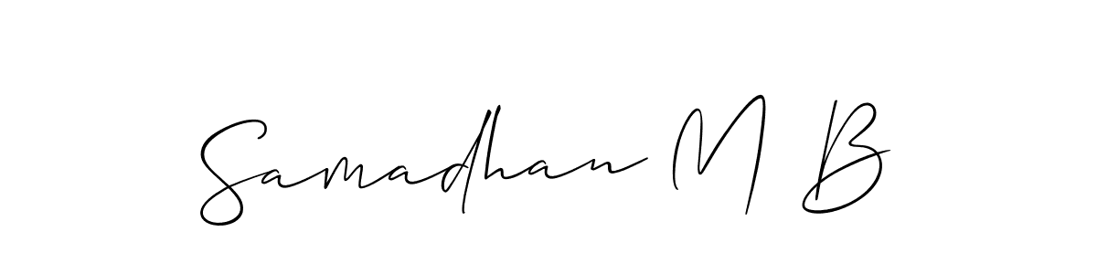 Allison_Script is a professional signature style that is perfect for those who want to add a touch of class to their signature. It is also a great choice for those who want to make their signature more unique. Get Samadhan M B name to fancy signature for free. Samadhan M B signature style 2 images and pictures png