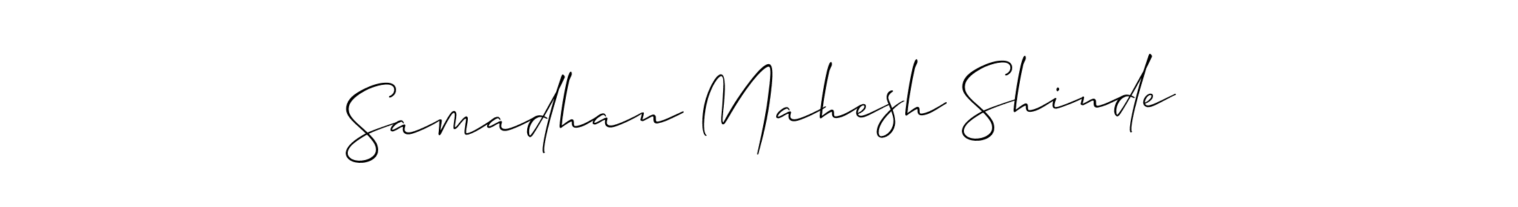 Also You can easily find your signature by using the search form. We will create Samadhan Mahesh Shinde name handwritten signature images for you free of cost using Allison_Script sign style. Samadhan Mahesh Shinde signature style 2 images and pictures png