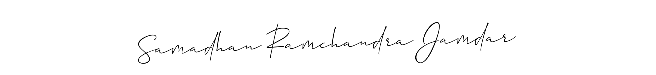 You should practise on your own different ways (Allison_Script) to write your name (Samadhan Ramchandra Jamdar) in signature. don't let someone else do it for you. Samadhan Ramchandra Jamdar signature style 2 images and pictures png