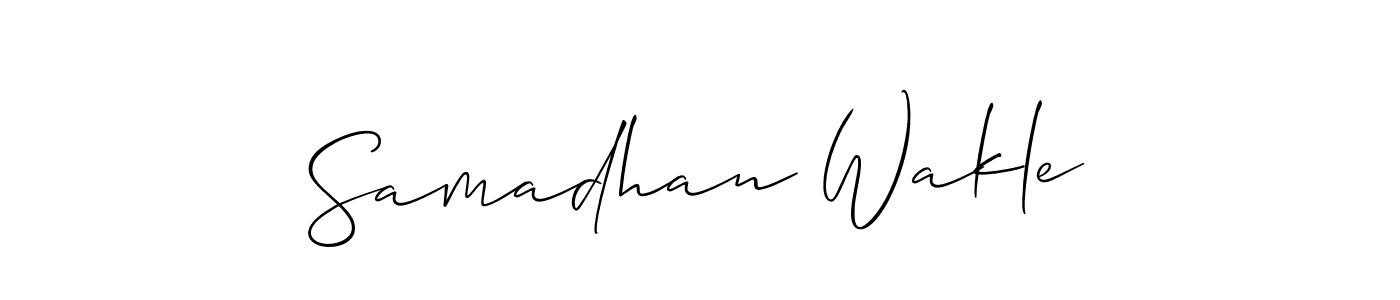 Also You can easily find your signature by using the search form. We will create Samadhan Wakle name handwritten signature images for you free of cost using Allison_Script sign style. Samadhan Wakle signature style 2 images and pictures png