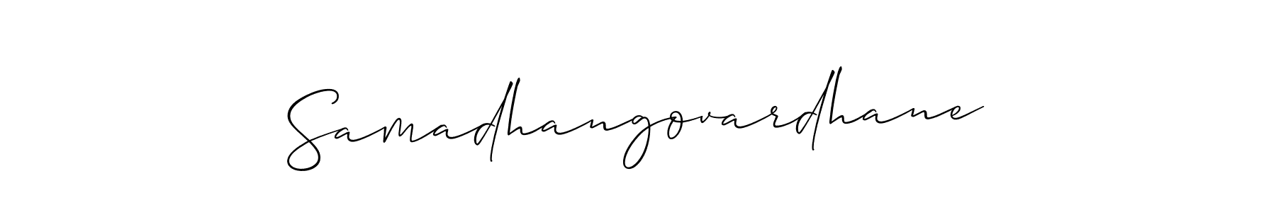 Use a signature maker to create a handwritten signature online. With this signature software, you can design (Allison_Script) your own signature for name Samadhangovardhane. Samadhangovardhane signature style 2 images and pictures png