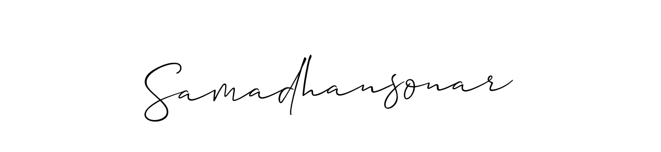 Allison_Script is a professional signature style that is perfect for those who want to add a touch of class to their signature. It is also a great choice for those who want to make their signature more unique. Get Samadhansonar name to fancy signature for free. Samadhansonar signature style 2 images and pictures png