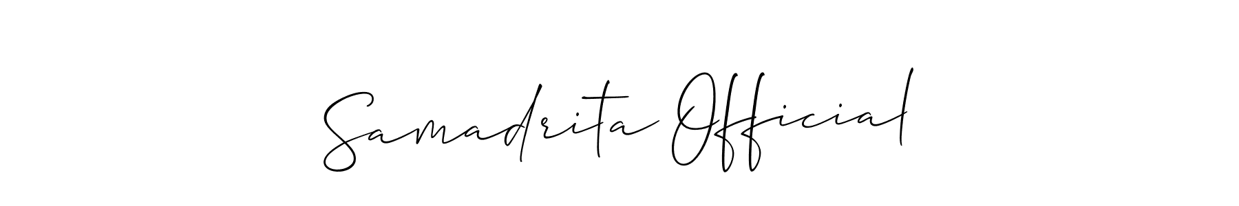 Also You can easily find your signature by using the search form. We will create Samadrita Official name handwritten signature images for you free of cost using Allison_Script sign style. Samadrita Official signature style 2 images and pictures png