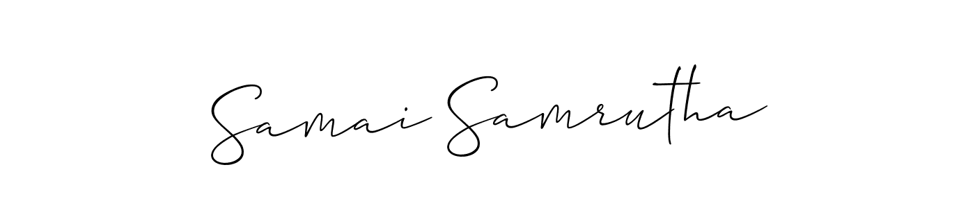 This is the best signature style for the Samai Samrutha name. Also you like these signature font (Allison_Script). Mix name signature. Samai Samrutha signature style 2 images and pictures png