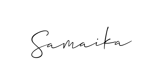 Design your own signature with our free online signature maker. With this signature software, you can create a handwritten (Allison_Script) signature for name Samaika. Samaika signature style 2 images and pictures png