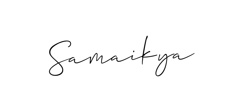 Allison_Script is a professional signature style that is perfect for those who want to add a touch of class to their signature. It is also a great choice for those who want to make their signature more unique. Get Samaikya name to fancy signature for free. Samaikya signature style 2 images and pictures png