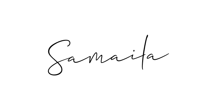 Design your own signature with our free online signature maker. With this signature software, you can create a handwritten (Allison_Script) signature for name Samaila. Samaila signature style 2 images and pictures png