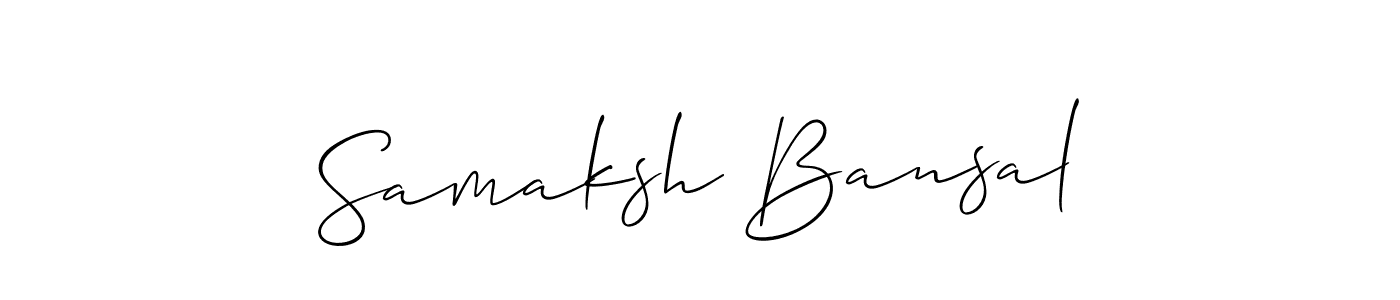 The best way (Allison_Script) to make a short signature is to pick only two or three words in your name. The name Samaksh Bansal include a total of six letters. For converting this name. Samaksh Bansal signature style 2 images and pictures png