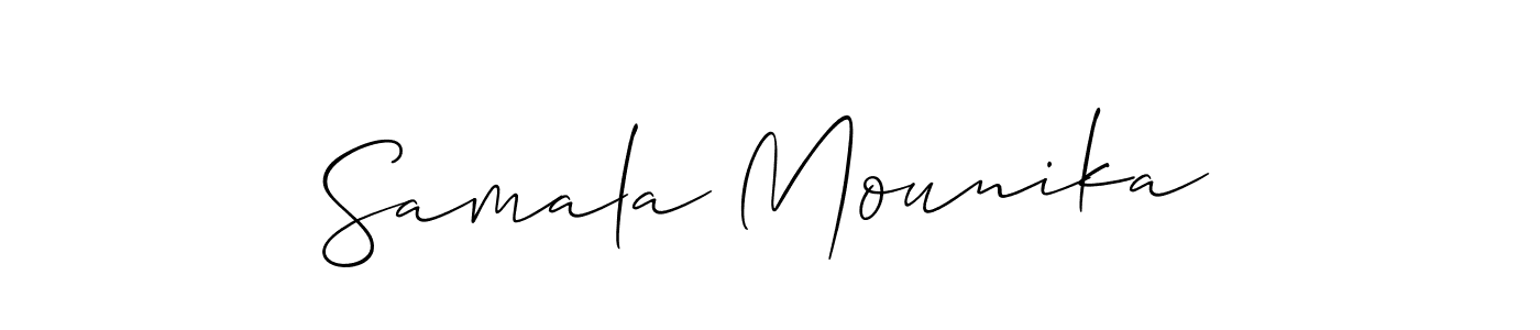 Make a short Samala Mounika signature style. Manage your documents anywhere anytime using Allison_Script. Create and add eSignatures, submit forms, share and send files easily. Samala Mounika signature style 2 images and pictures png