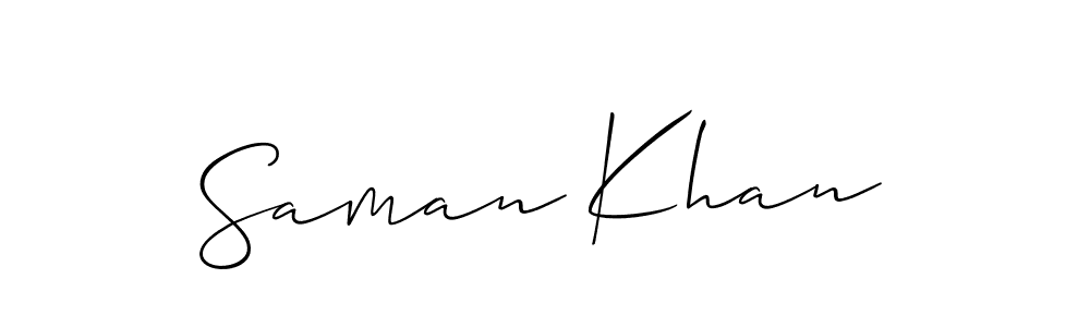 Make a short Saman Khan signature style. Manage your documents anywhere anytime using Allison_Script. Create and add eSignatures, submit forms, share and send files easily. Saman Khan signature style 2 images and pictures png