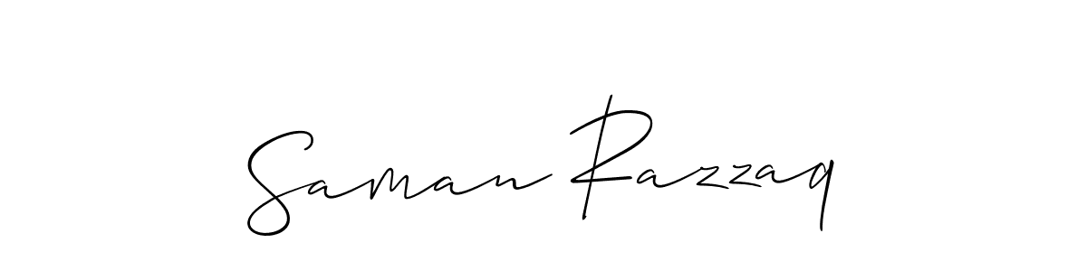 You should practise on your own different ways (Allison_Script) to write your name (Saman Razzaq) in signature. don't let someone else do it for you. Saman Razzaq signature style 2 images and pictures png