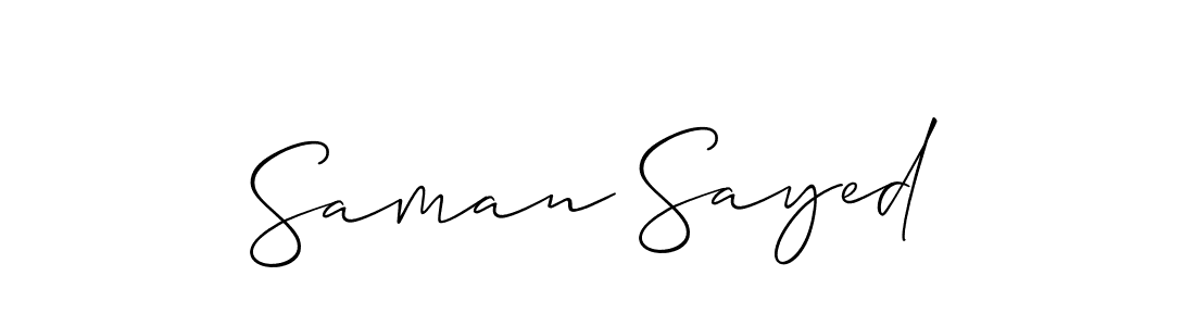 Make a short Saman Sayed signature style. Manage your documents anywhere anytime using Allison_Script. Create and add eSignatures, submit forms, share and send files easily. Saman Sayed signature style 2 images and pictures png