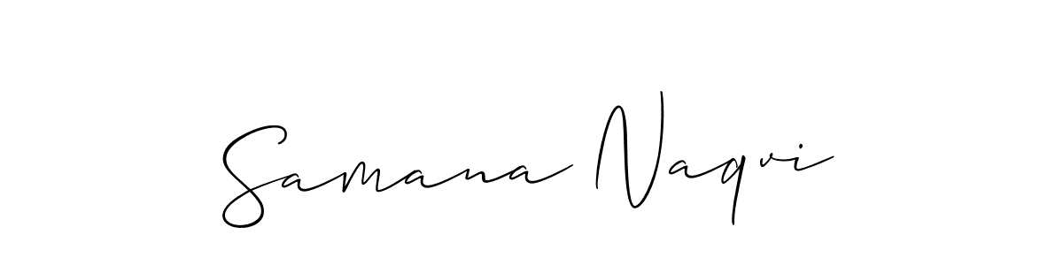 How to make Samana Naqvi name signature. Use Allison_Script style for creating short signs online. This is the latest handwritten sign. Samana Naqvi signature style 2 images and pictures png