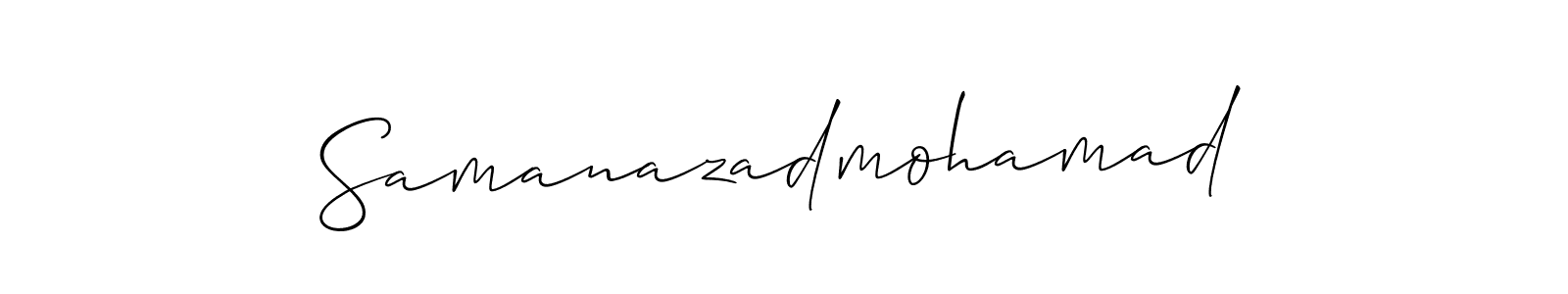 You should practise on your own different ways (Allison_Script) to write your name (Samanazadmohamad) in signature. don't let someone else do it for you. Samanazadmohamad signature style 2 images and pictures png