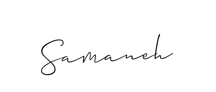 Make a short Samaneh signature style. Manage your documents anywhere anytime using Allison_Script. Create and add eSignatures, submit forms, share and send files easily. Samaneh signature style 2 images and pictures png
